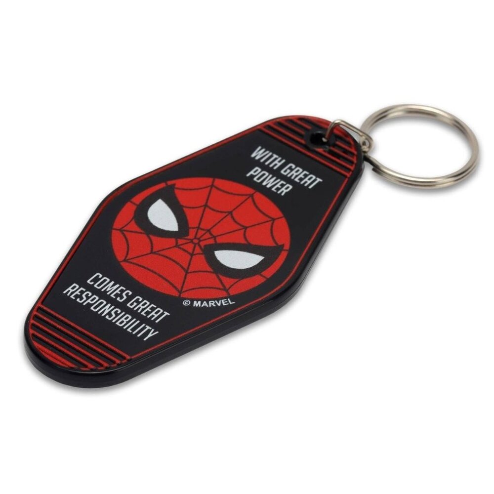 Marvel Spider-Man Great Power Great Responsibility Retro Motel Keychain